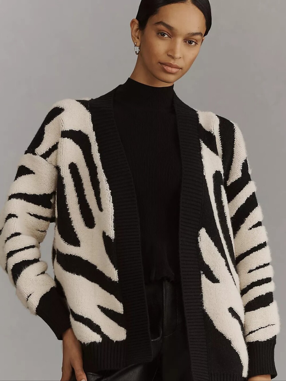 Anthropologie Zebra Stripe Oversized Knit Cardigan NWT One Size
